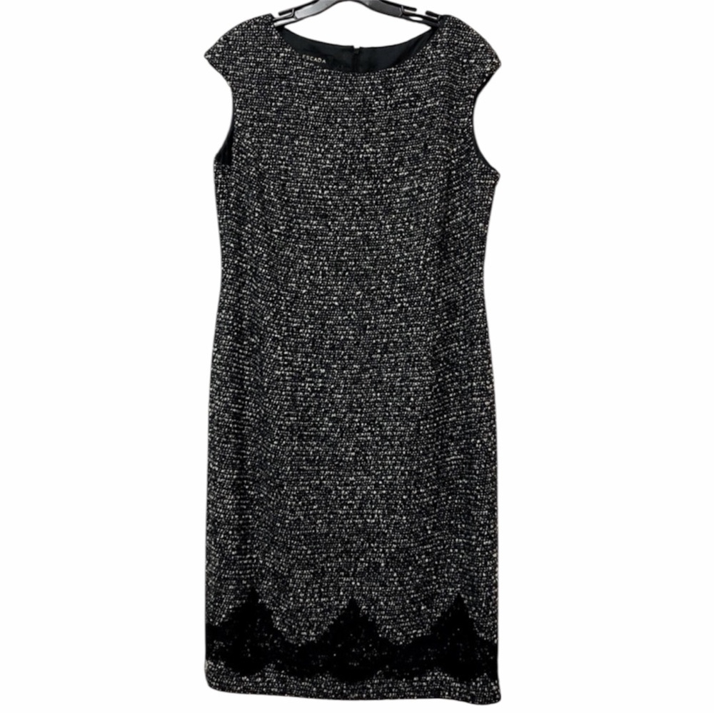 Escada Designer Black & White Tweed Dress